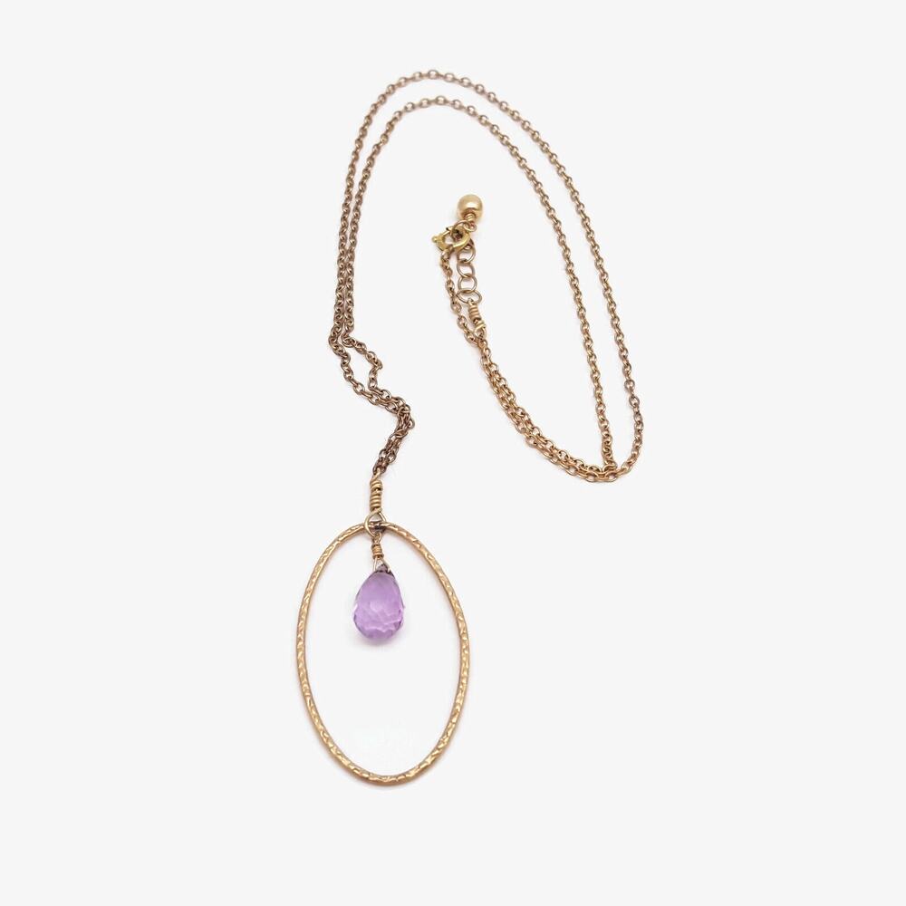 14k Gold Filled Pale Purple Briolette Pendant Necklace